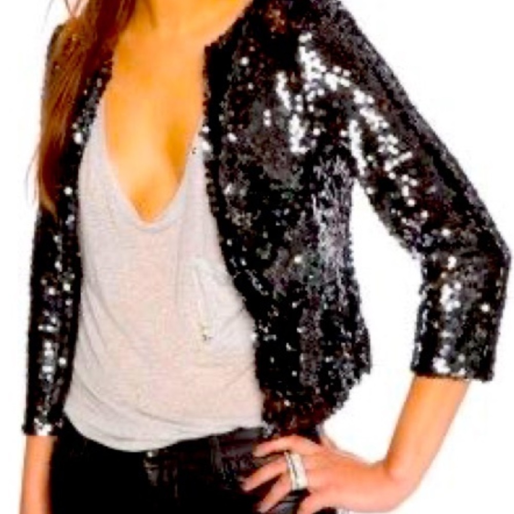 BB Dakota Black Sequined Shell Jacket